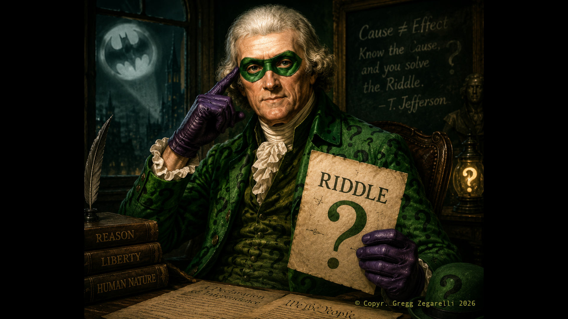 The Jefferson Riddle. Query Me This, Fellow Patriot: What Causes the Broken Leg That Never Occurred? Think, or Suffer the Effects.