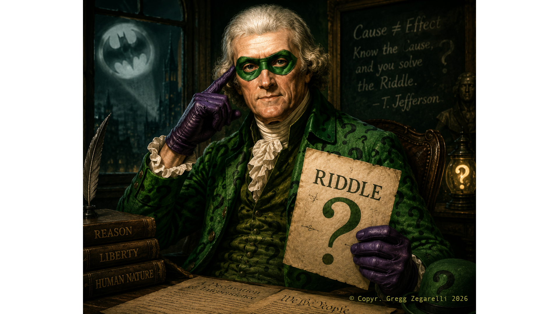 The Jefferson Riddle. Query Me This, Fellow Patriot: What Causes the Broken Leg That Never Occurred? Think, or Suffer the Effects.